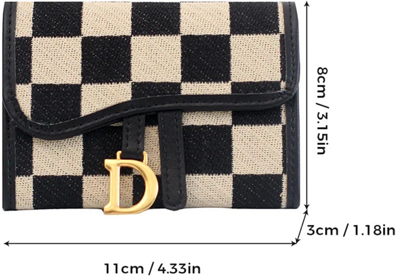 Checkerboard Pattern D Letter Design Card Holder,Plaid Exquisite Card Holder Women's Canvas Multi-Card Holder.