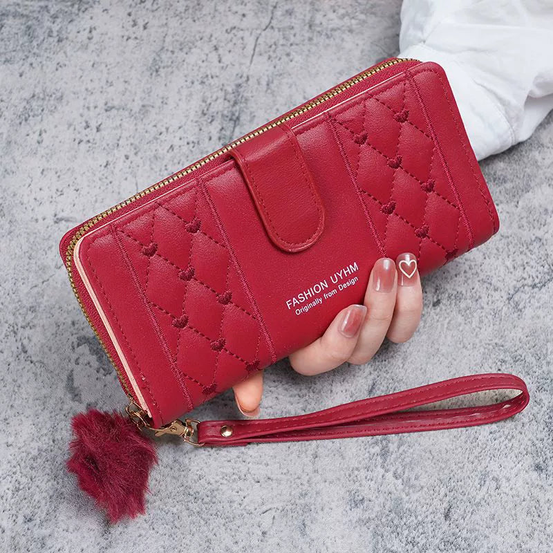 Women's RFID Blocking Large Capacity Luxury Wax Genuine Leather Clutch Wallet Card Holder Organizer Ladies