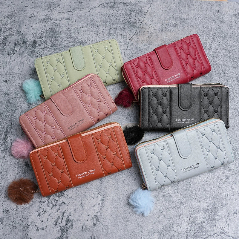 Women's RFID Blocking Large Capacity Luxury Wax Genuine Leather Clutch Wallet Card Holder Organizer Ladies