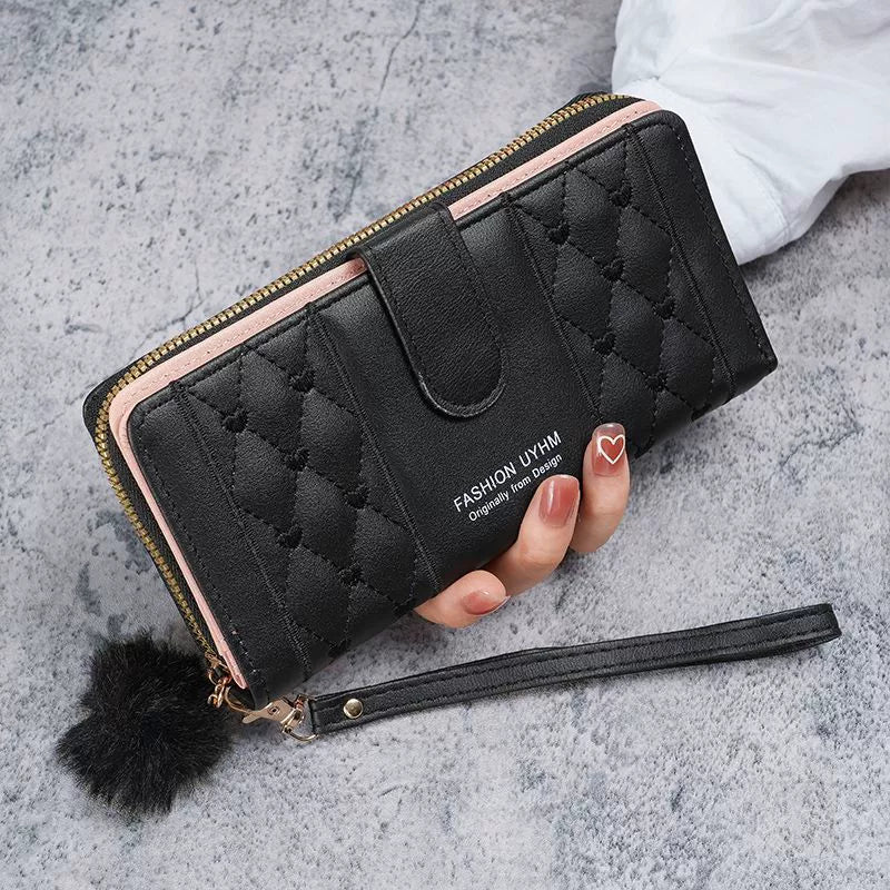 Women's RFID Blocking Large Capacity Luxury Wax Genuine Leather Clutch Wallet Card Holder Organizer Ladies